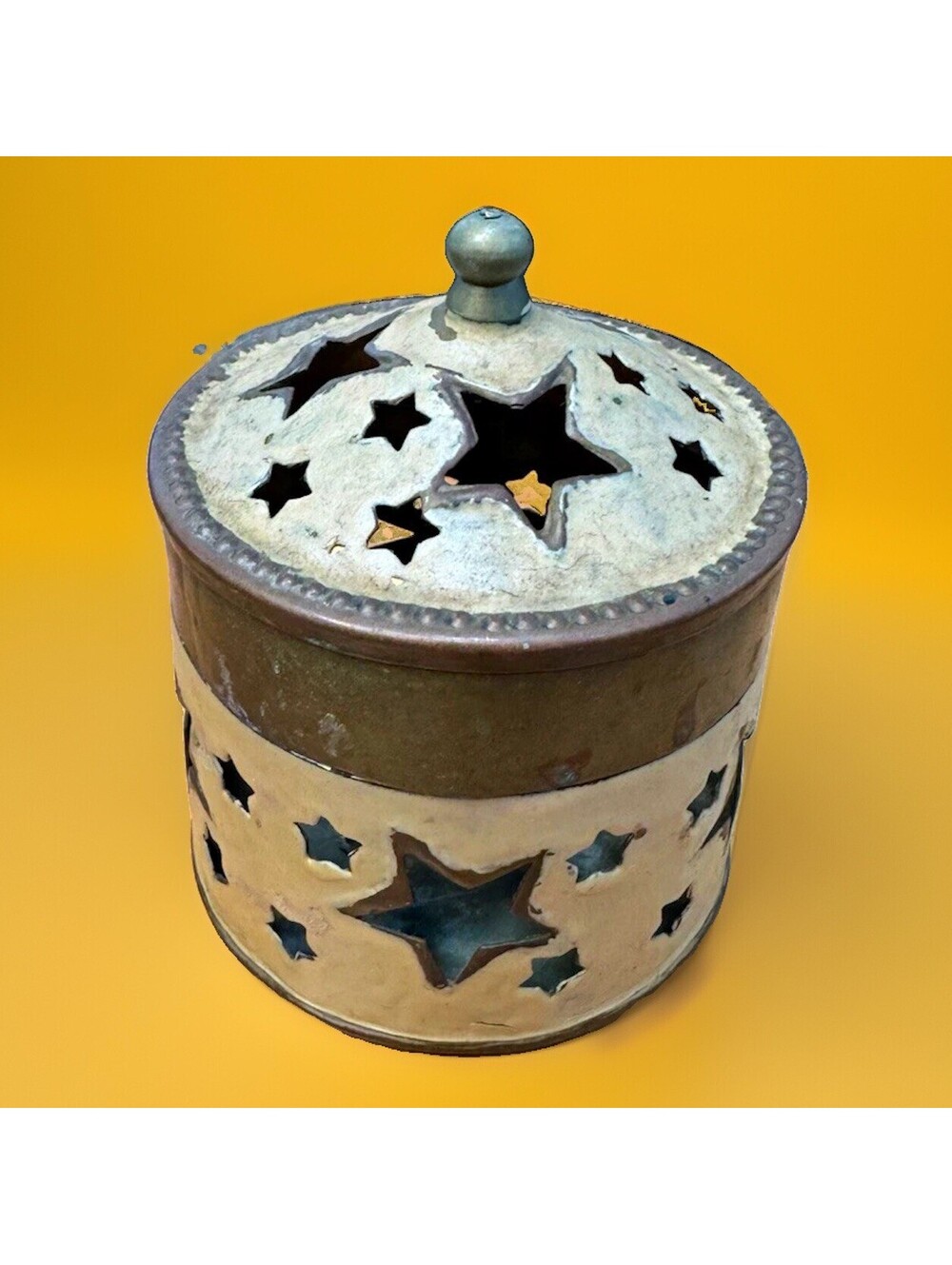 Celestial Whimsigoth 90s metal star candle trinket box brass sun moon enamel